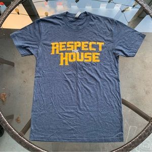 Respect the House Big Font T-Shirt in Blue/Yellow - Small, Short Sleeve, Crew